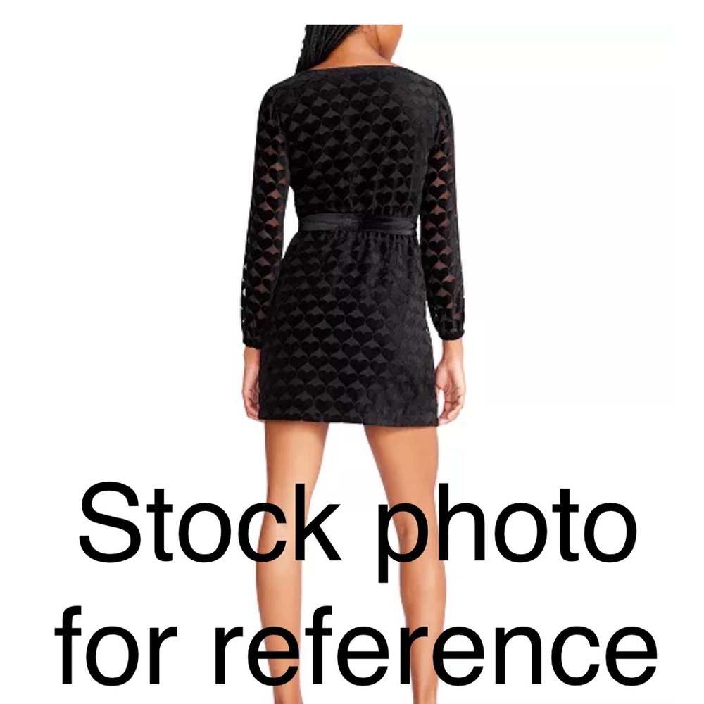 Betsey Johnson Black Velvet Heart Pattern Mini Dress Medium - Picture 4 of 7